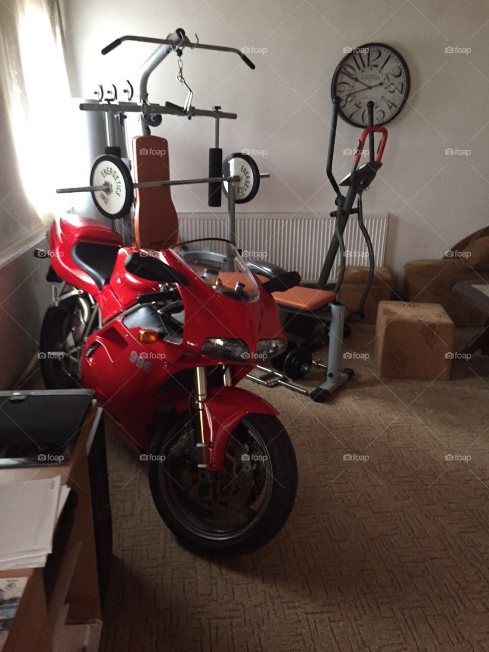 Motorcycle in a house