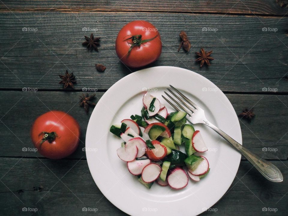 High angle view of salad