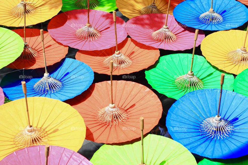 Colorful of Japanese umbrella, at Japanese festival.