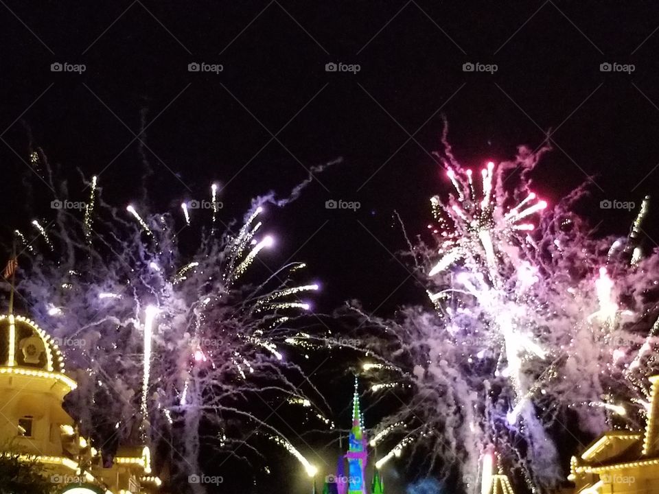 Fireworks light up the night sky at Magic Kingdom.