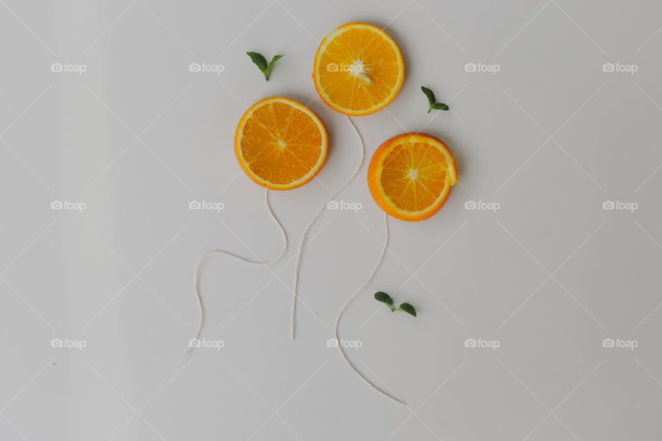 Orange balloons! Fresh, floating and the summer sky!