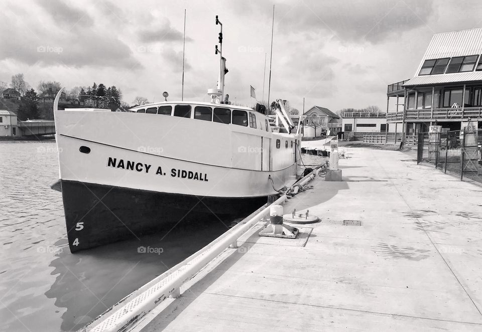 Docked fishing boat Port in Stanley Ontario 