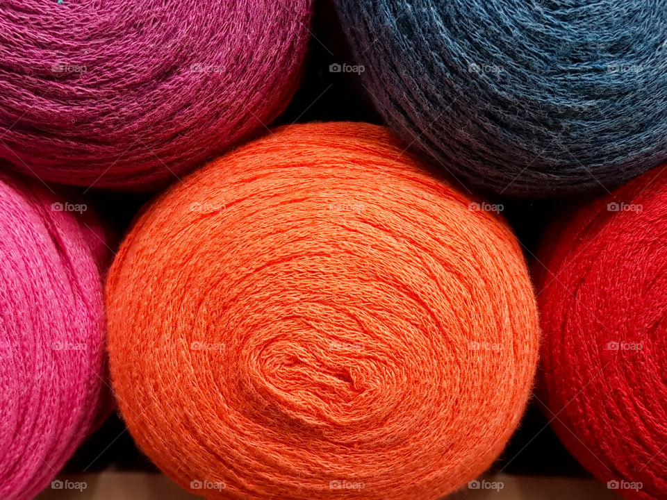 multi-colored balls of yarn