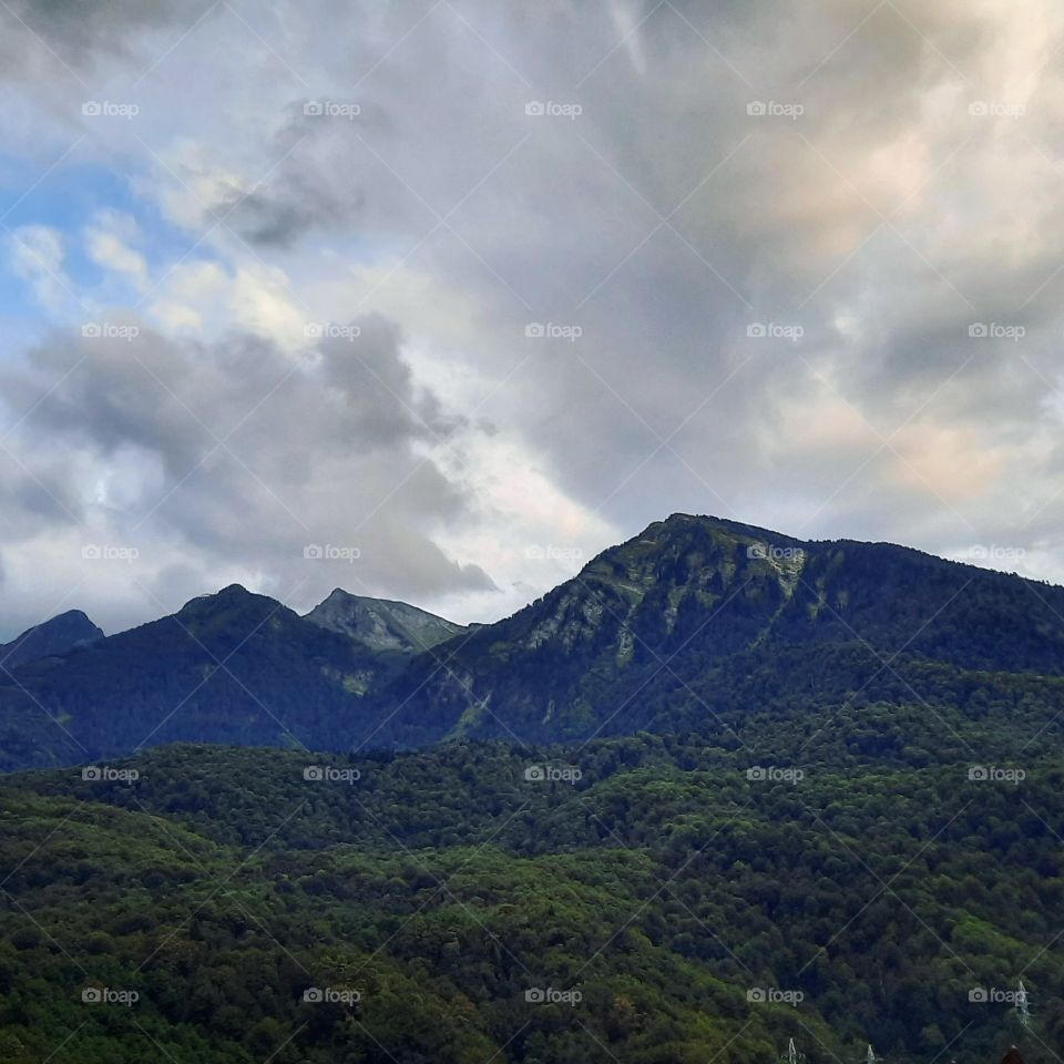 Cloudy day at mountains.