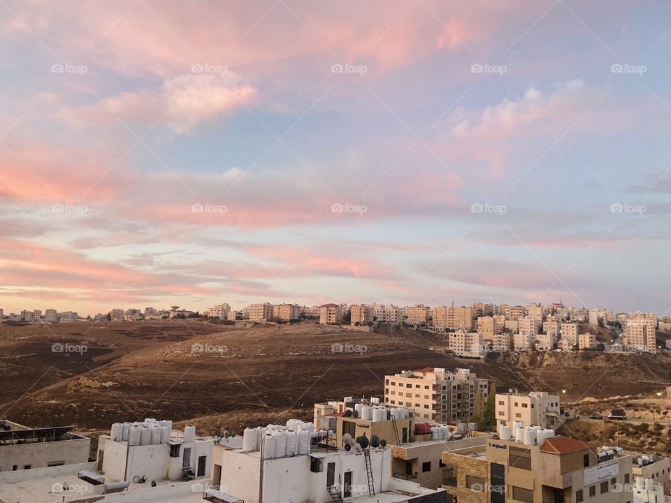 Wonderful view with beautiful colorful cloudy sky