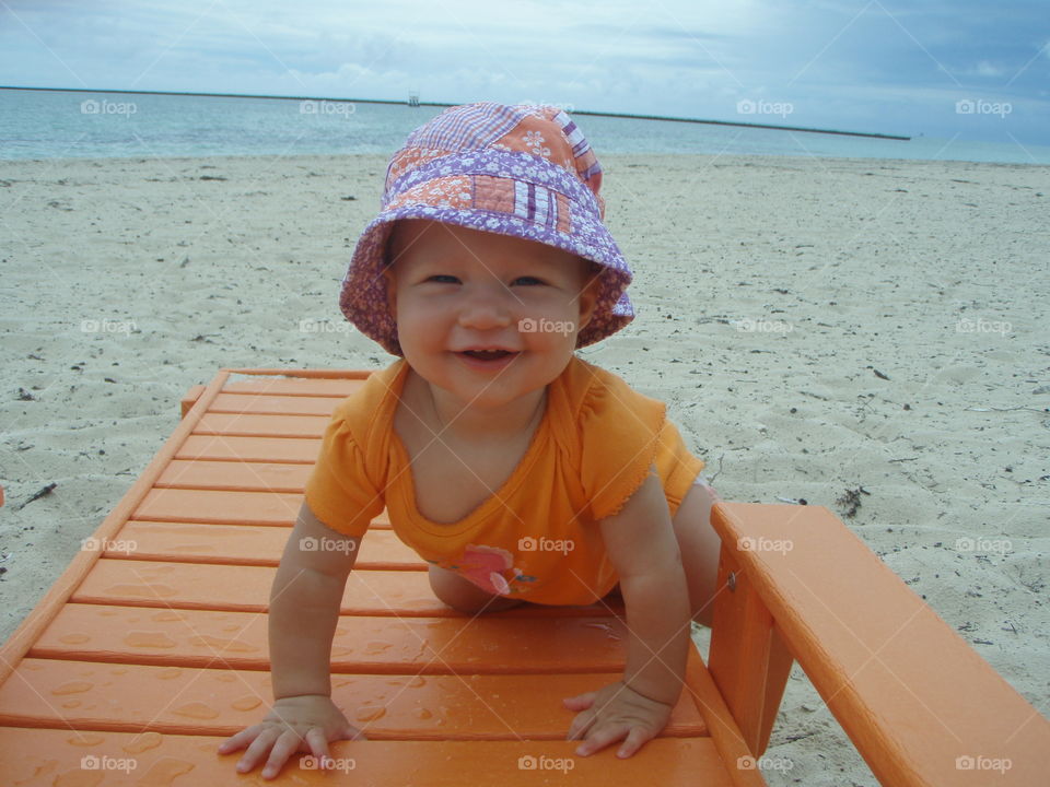 Having the time of her life at the beach!