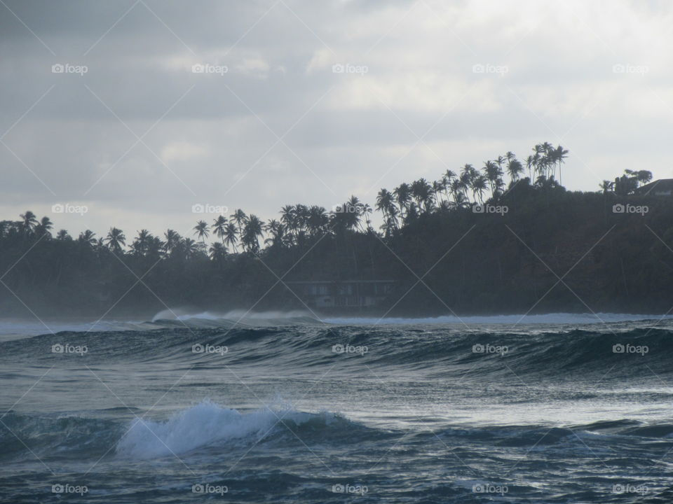 Stormy beach Sri Lanka