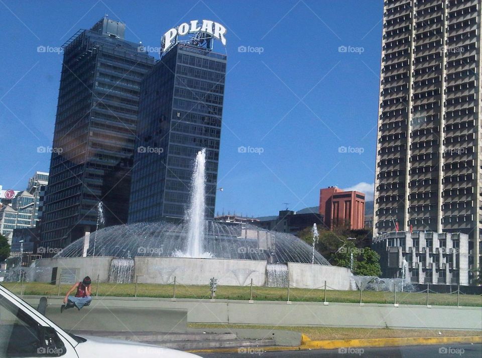 fountain in front of the polar company building