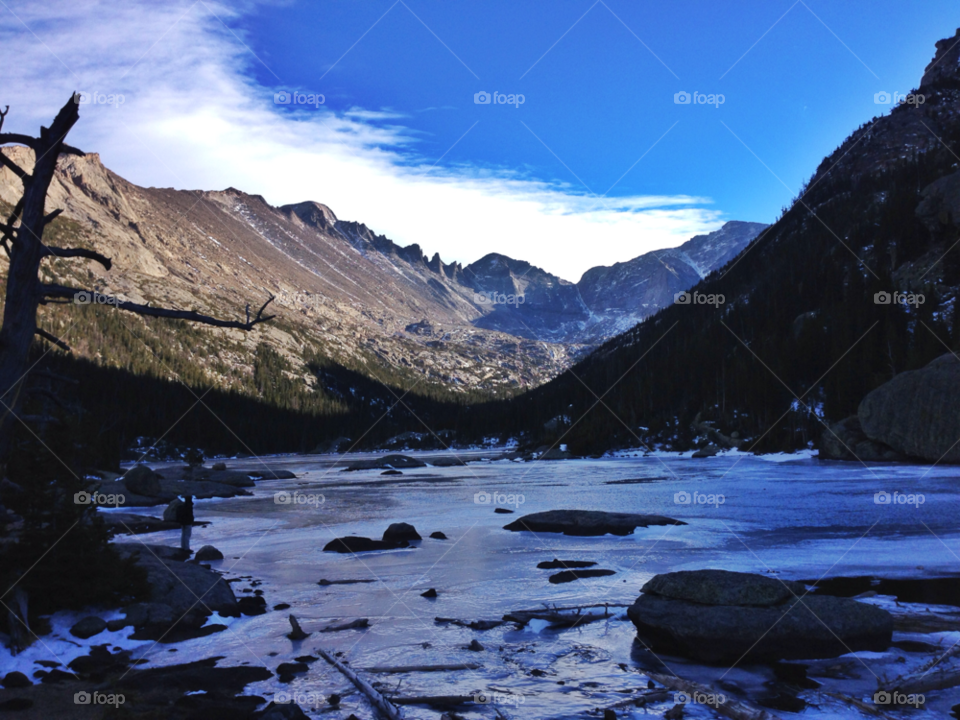 rocky mountain national park colorado outdoors nature hiking mills lake ice snow winter mountains blue sky rocky mountain national park co by da123nce