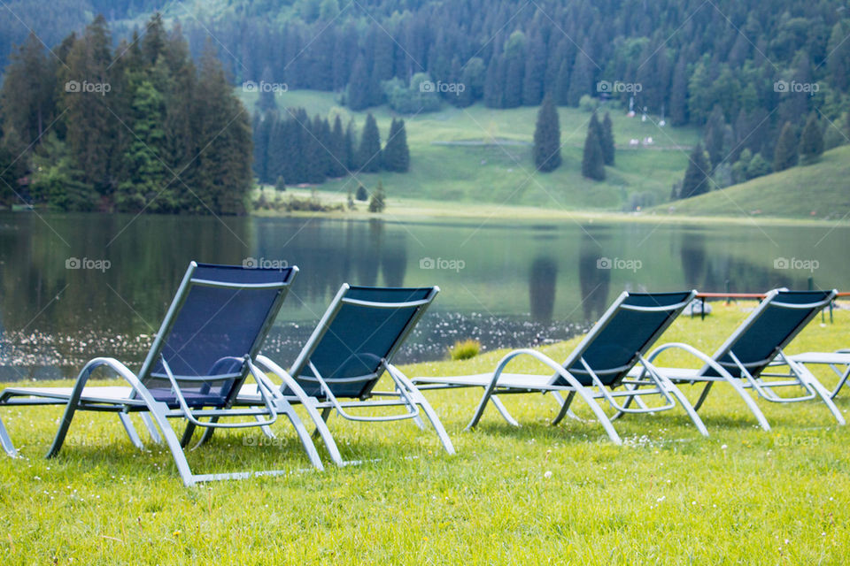 Lawn chairs at spitzingsee