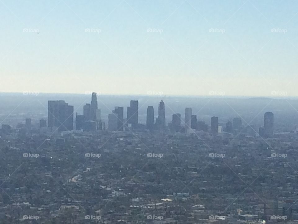 Los Angeles downtown silhouette