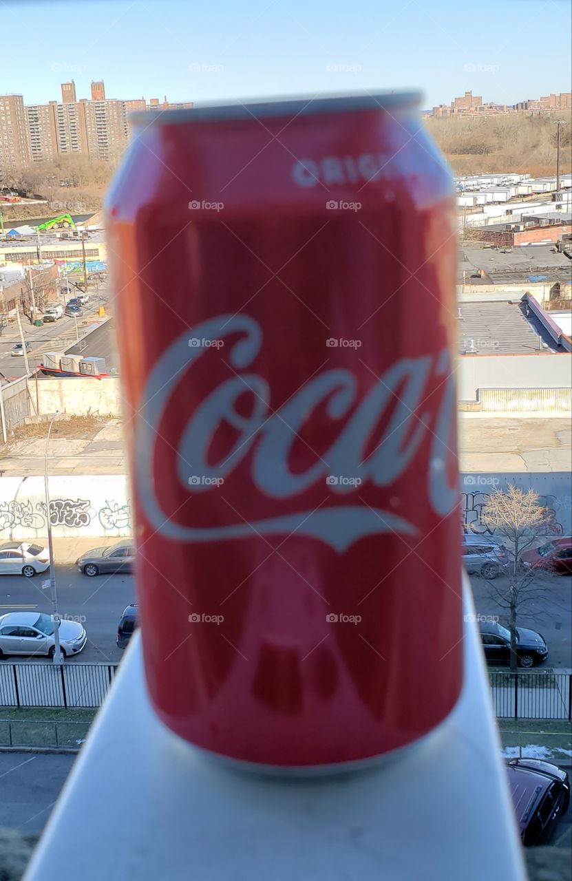 Coca-Cola can enjoying the view!