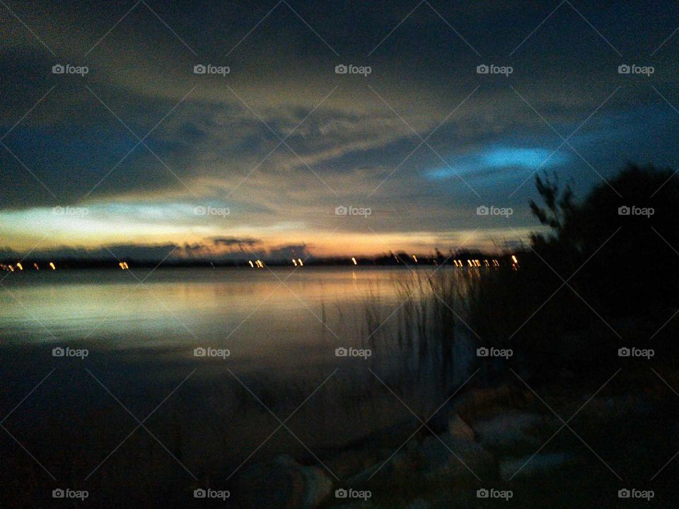 Serene lake at twilight