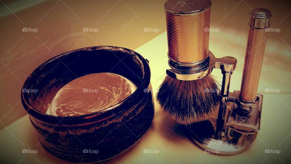shave brush and soap dish