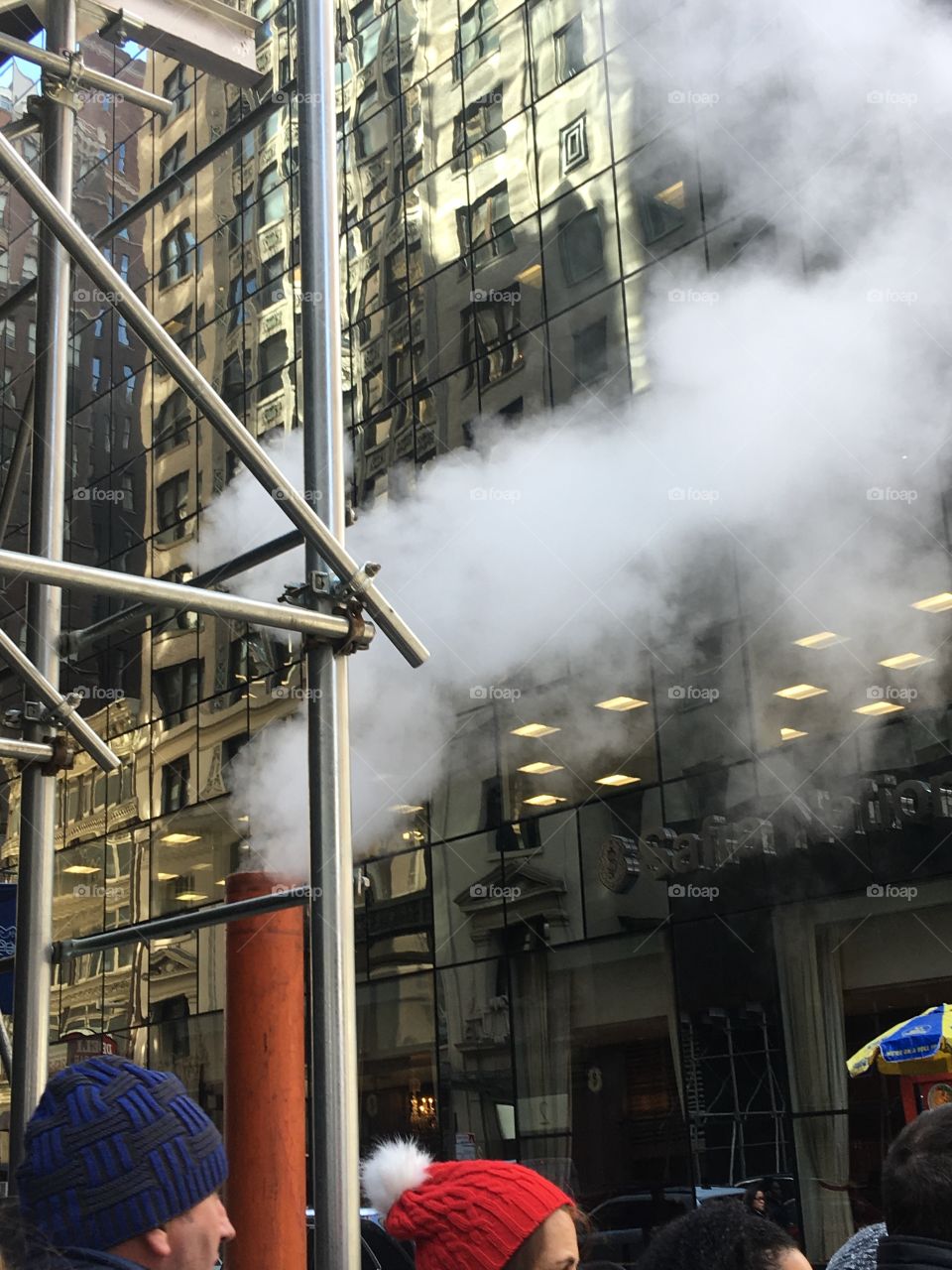 One of the many steam vents found in New York City, all the buildings there use steam heating, and sometimes that steam builds up and needs to be released somewhere.