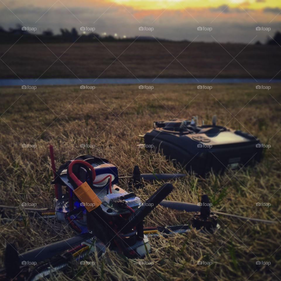 Racing Drone at Sunrise