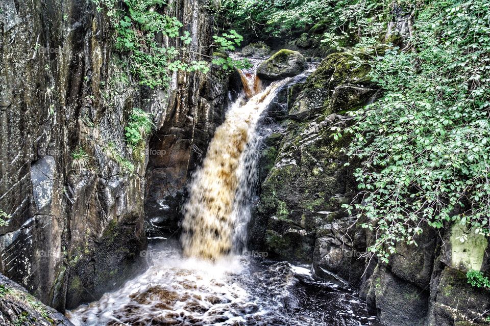 Ingleton lower falls, waterfall, Yorkshire, England . Ingleton lower falls, waterfall, Yorkshire, England 