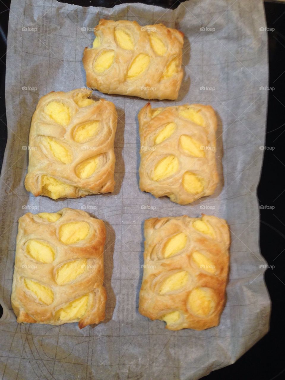 Custard danish fresh from the oven