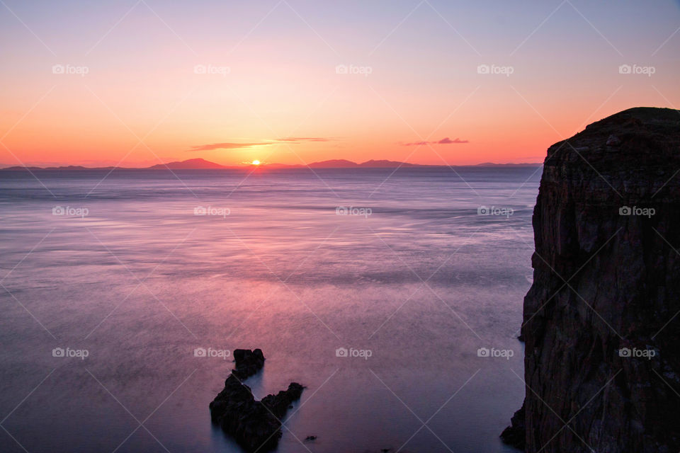 Scenic view of sea during sunset