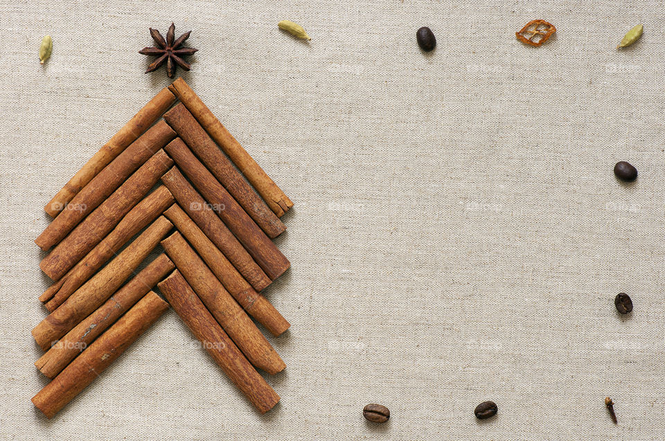 Christmas tree made of cinnamon sticks