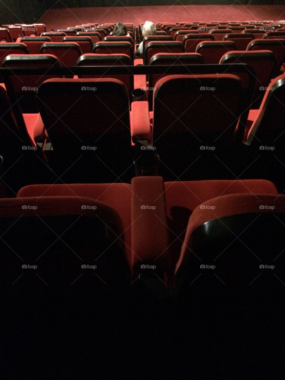 Red chairs in the cinema