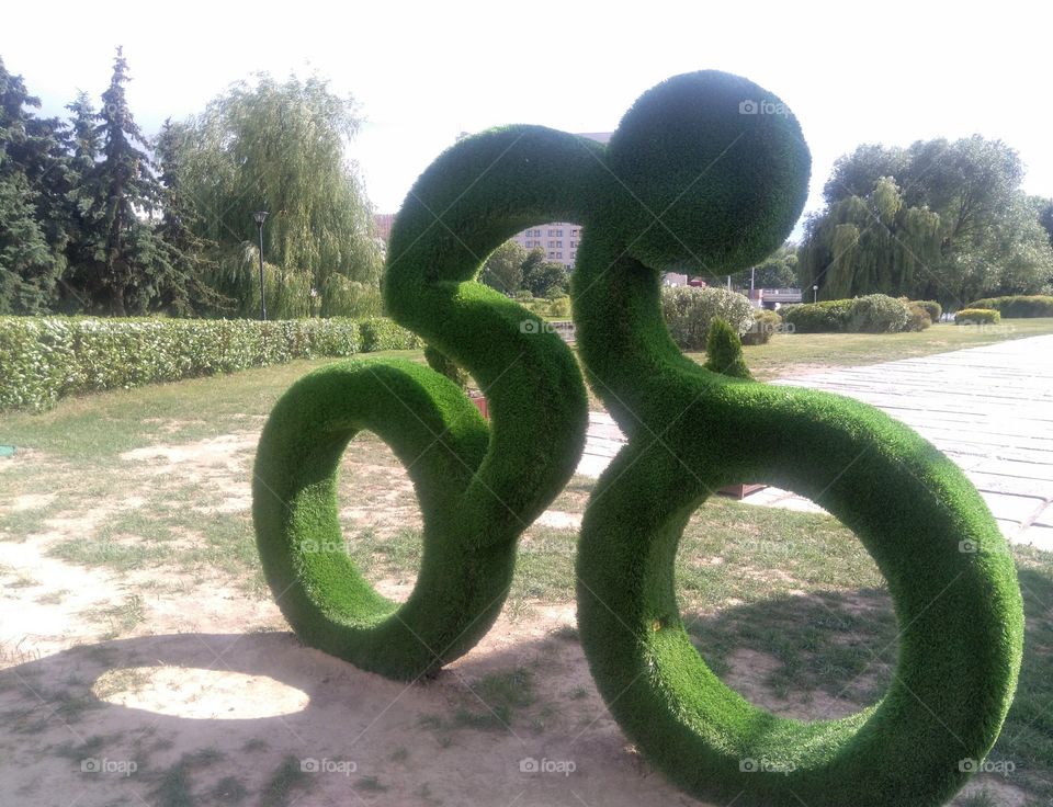 sports figure people bike Olympics street art landscape in the Minsk city Belarus