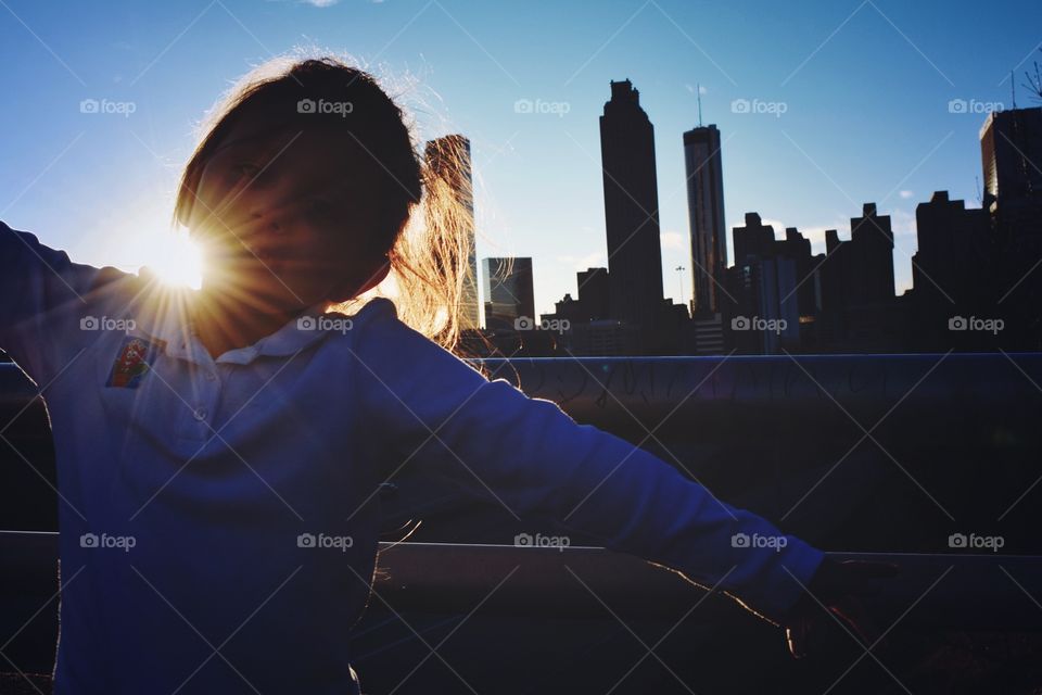 Sunset, People, Silhouette, Light, City