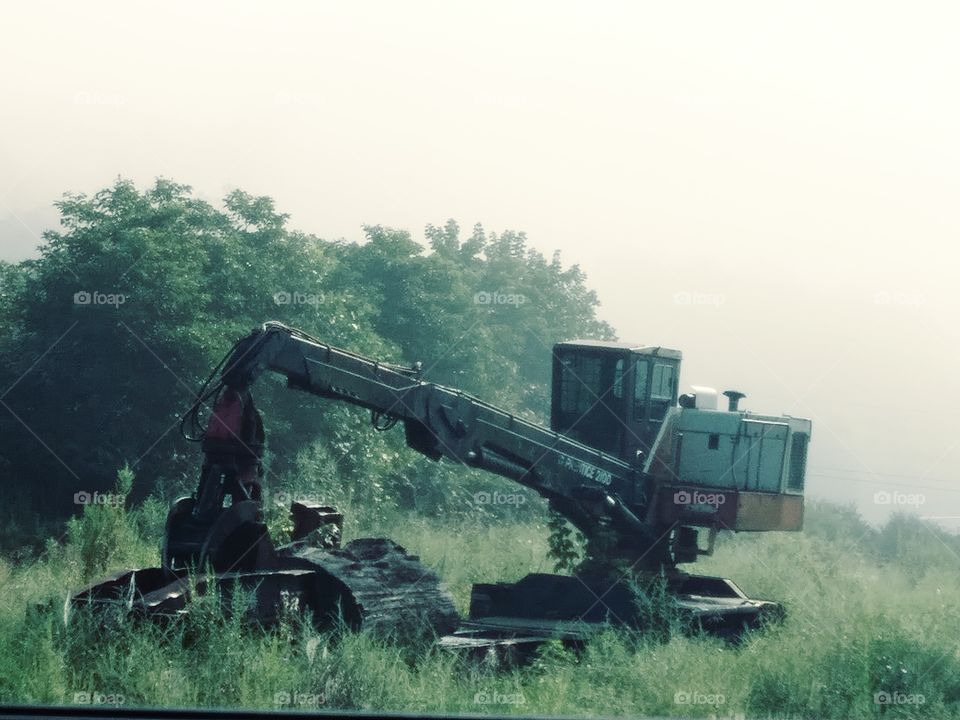 abandoned construction vehicle