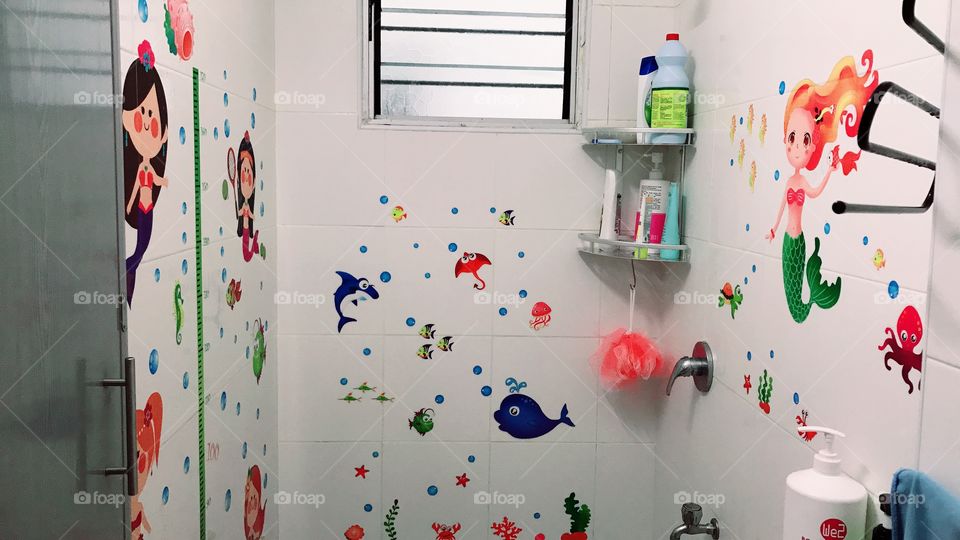 #decorate#bathroom#sticker#mermaid#whale#seaworld
