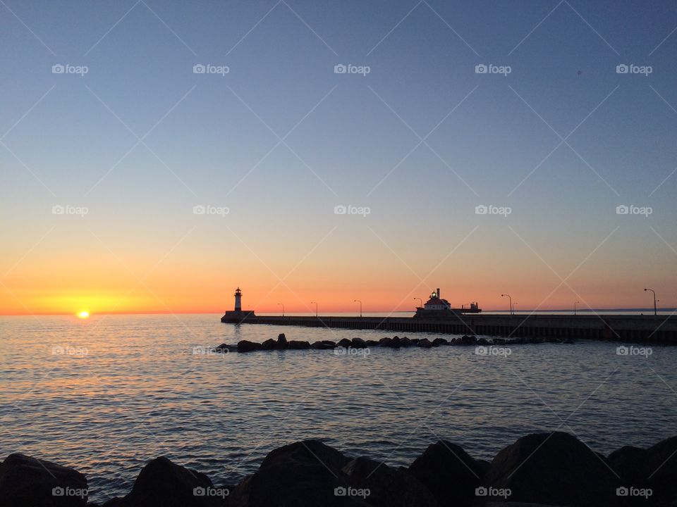 High angle view of lighthouse in sea