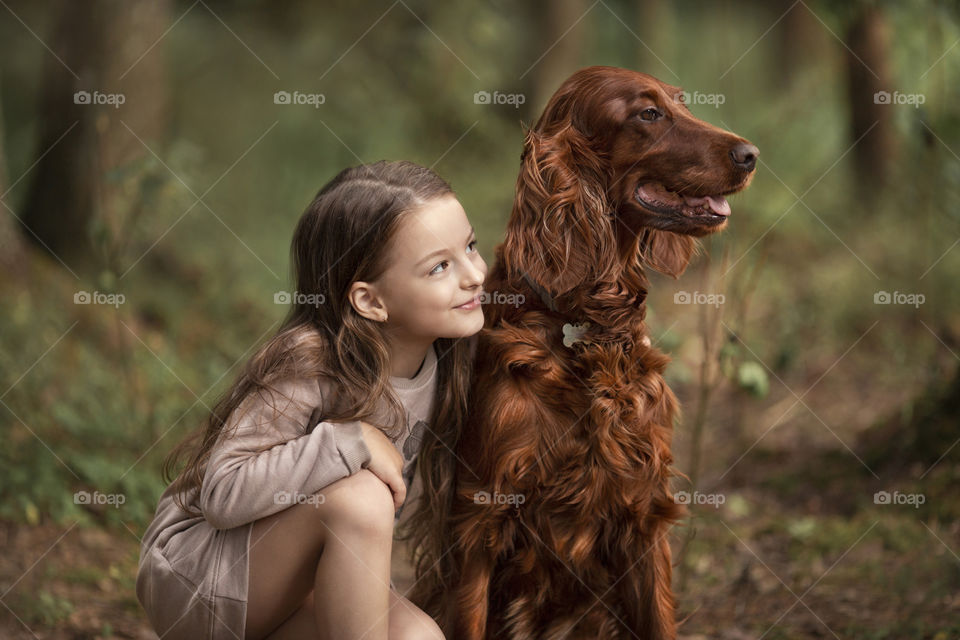 girl with a dog, pet, dog, summer photo session, portrait 
