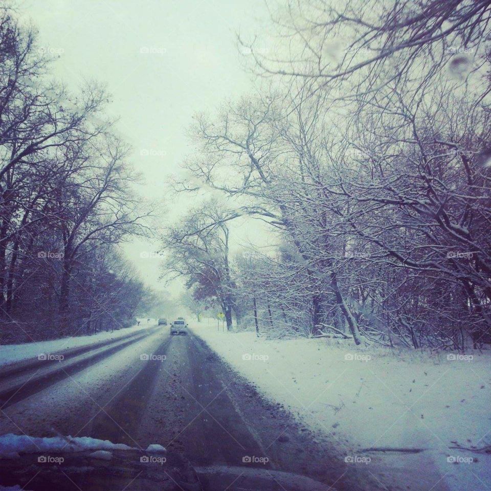 Snowy road ahead