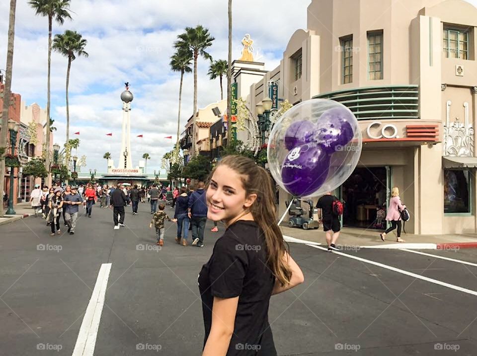 Balloon- walking down Main Street Magic Kingdom.