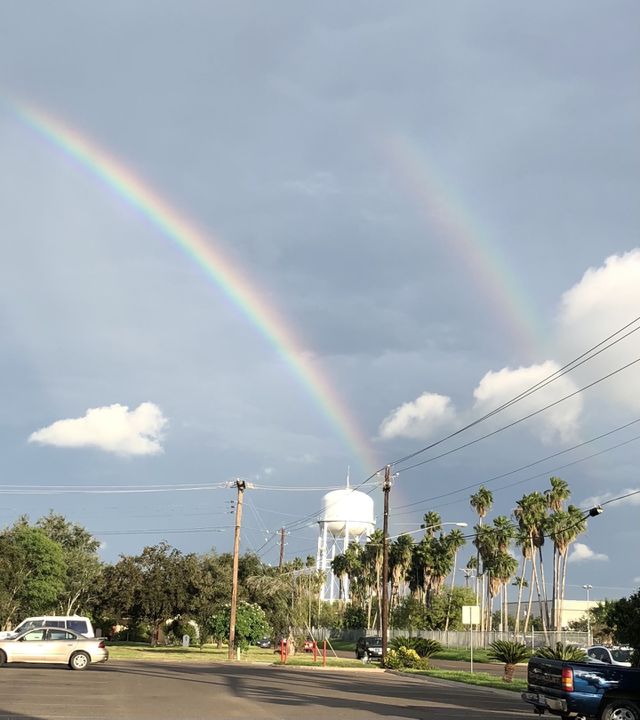 Double rainbow on clouds