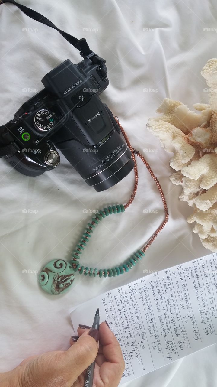 Getting set up for jewelry photo shoot for Robin's Nest Designs