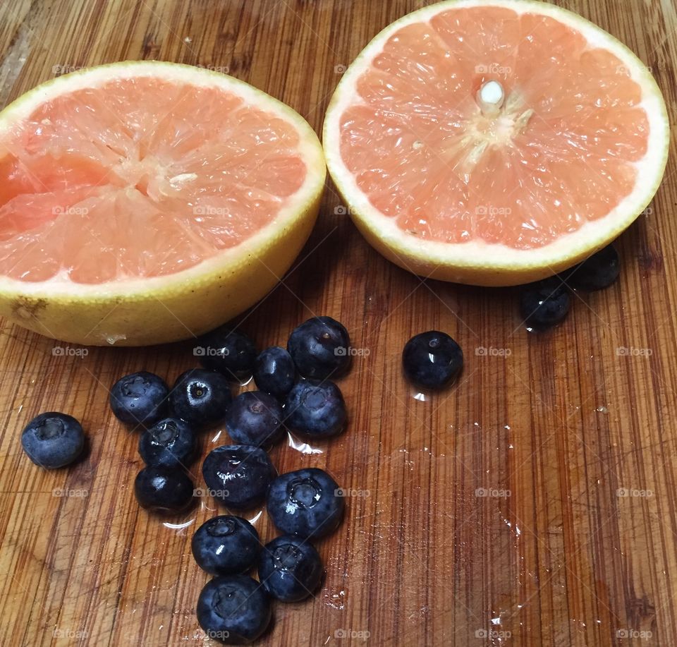 Blueberries and grapefruit