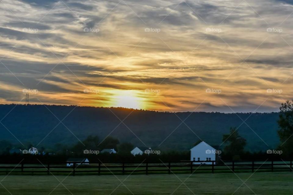 Sunset over Farms