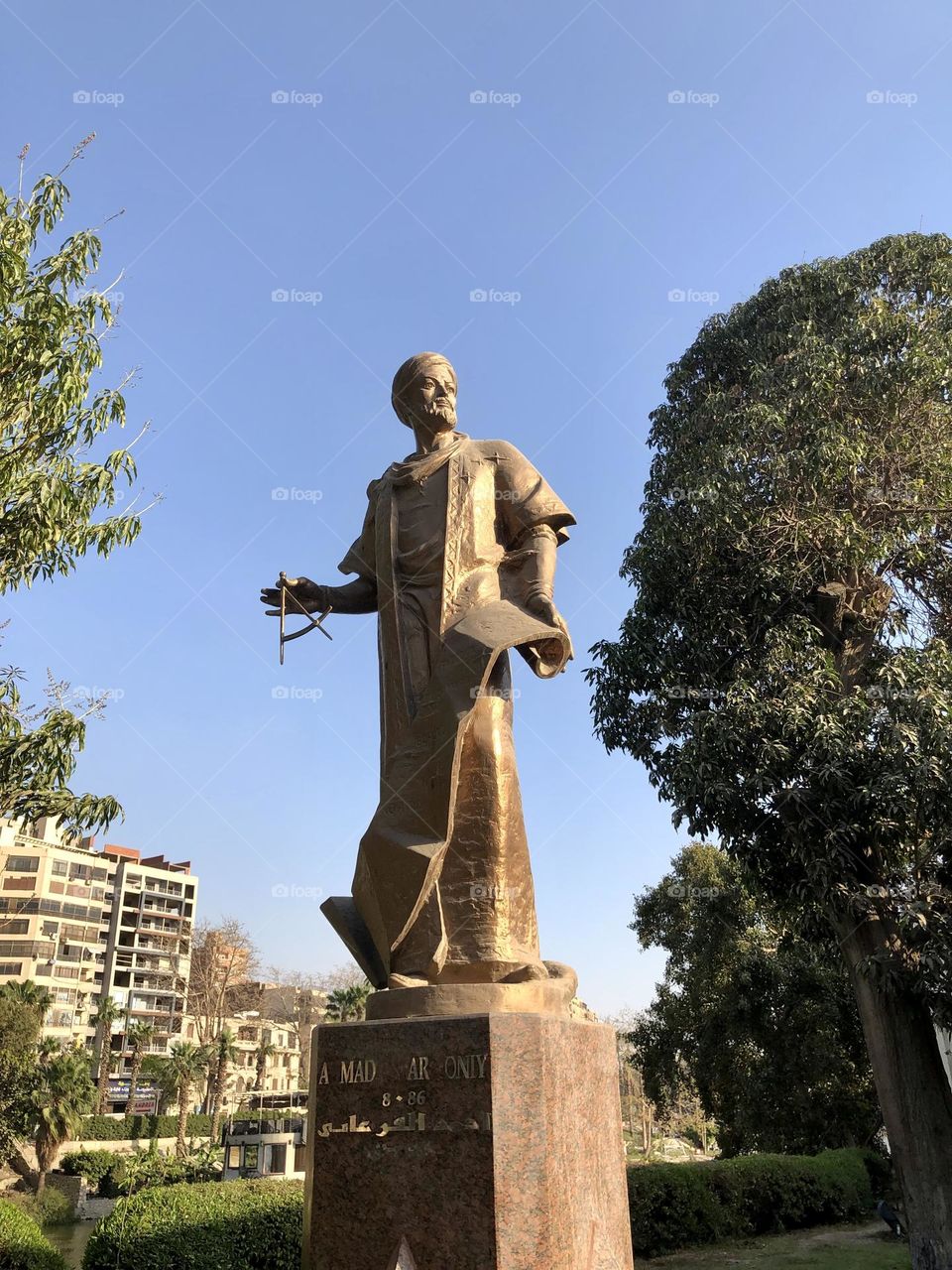 Statue of Ahmed Al farghani who established the nilometer