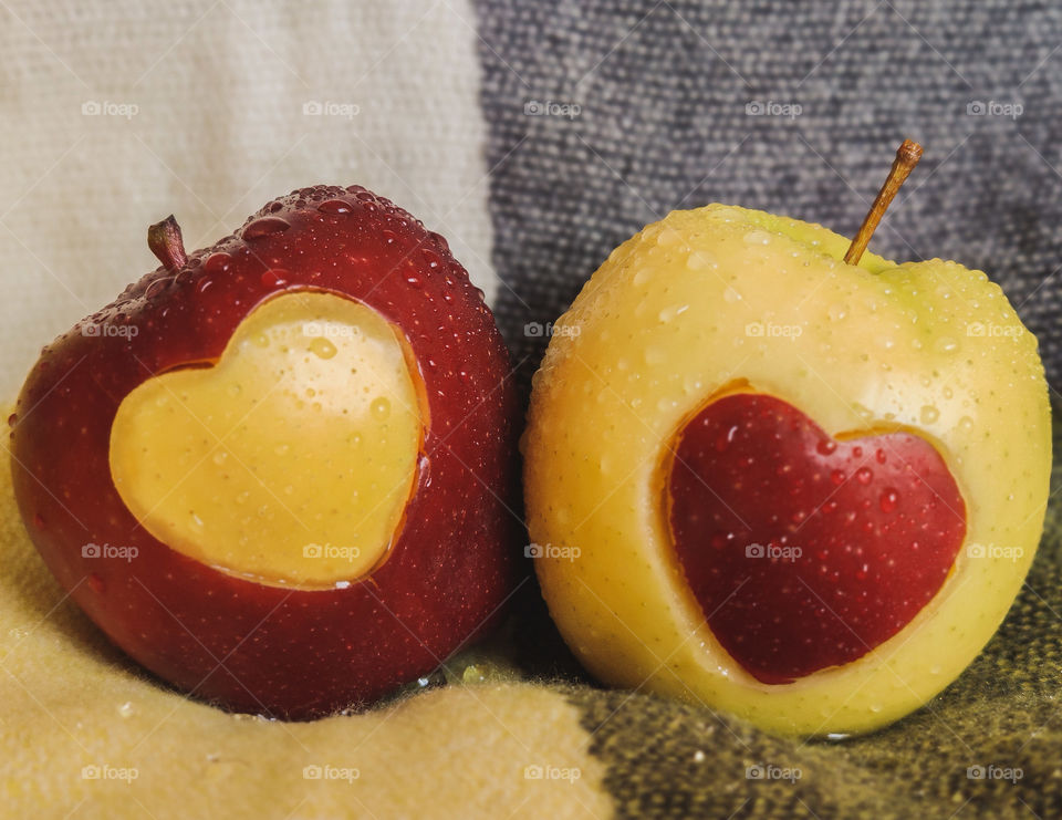 Apple love in yellow and red