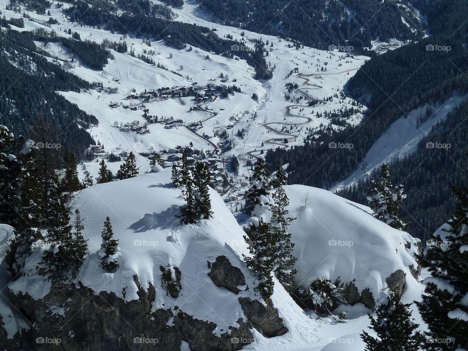 view of a mountain in winter