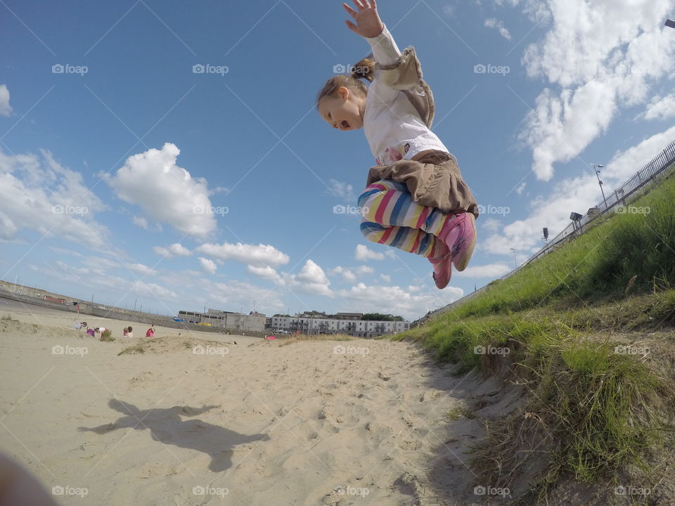 jump. beach fun time