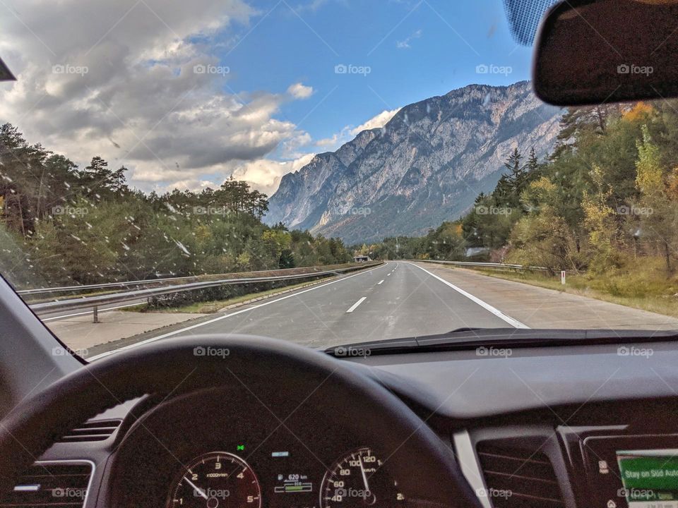mountain view from the car
