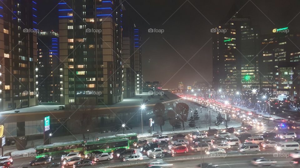 evening city traffic jam