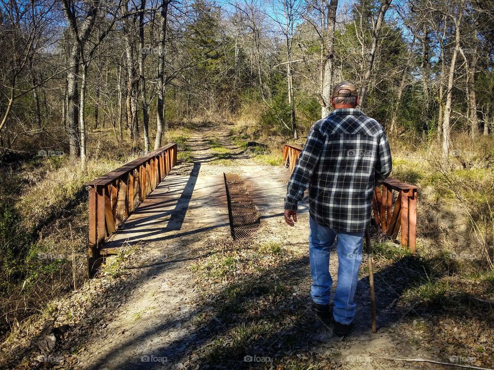 Man On a Hike in Winter