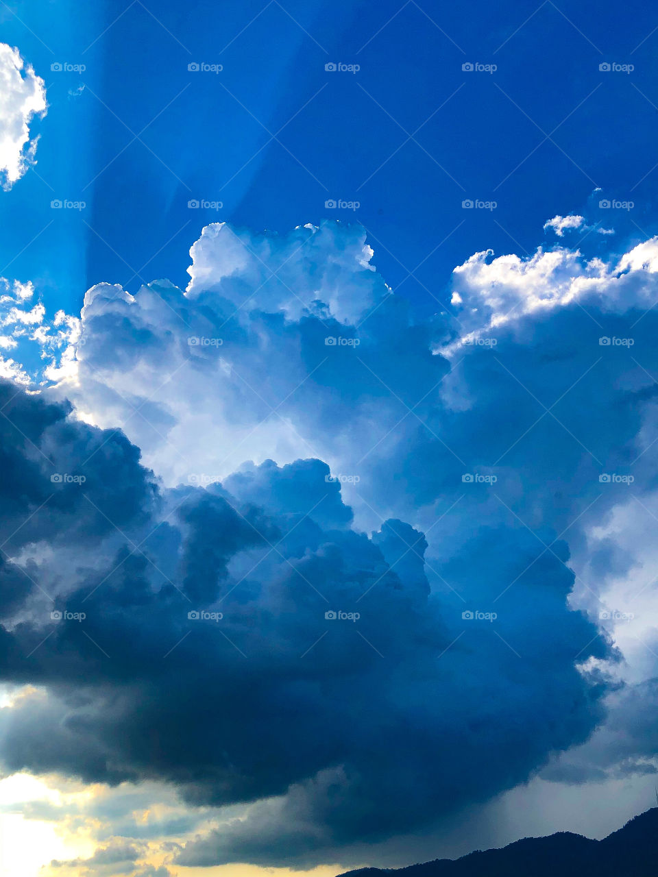 Sun flare on a blue sky 