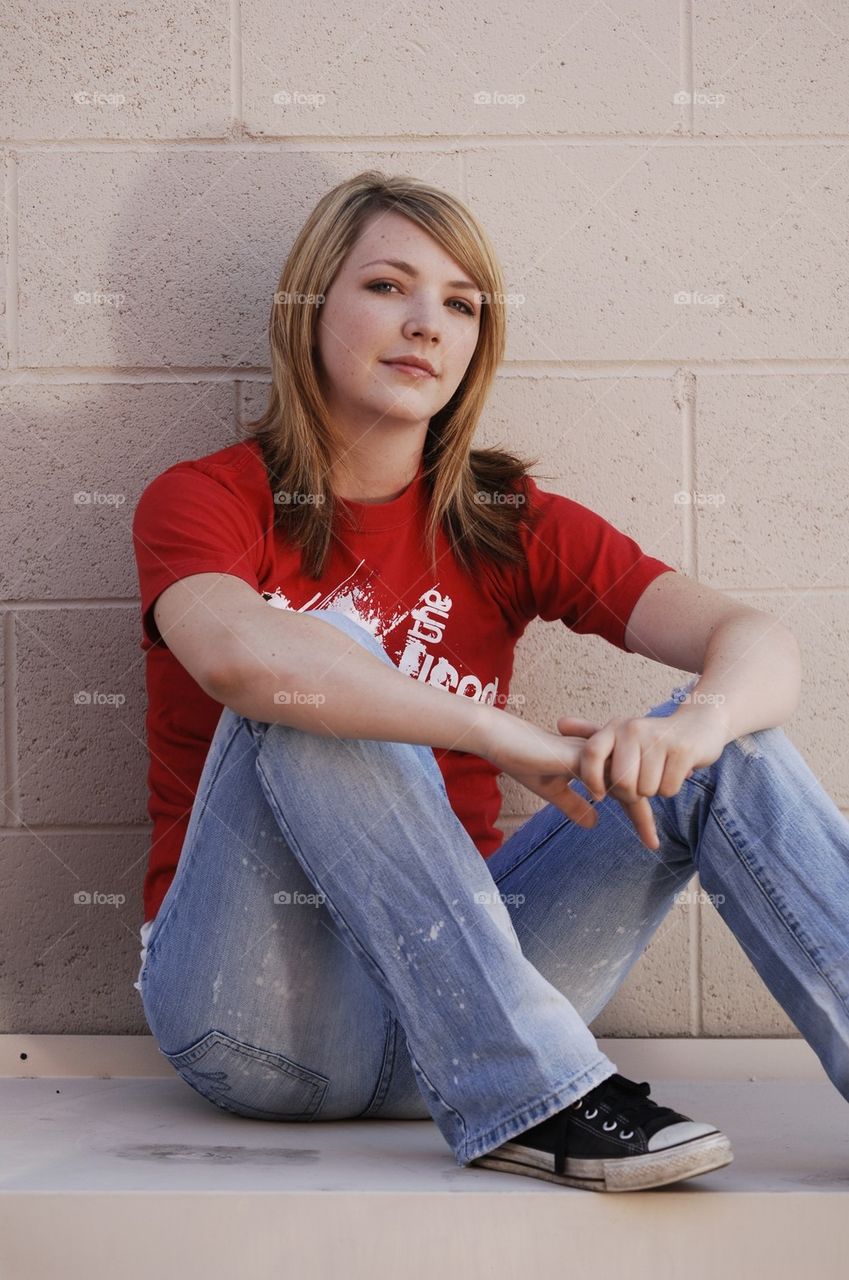 Young Teen Girl in Blue Jeans