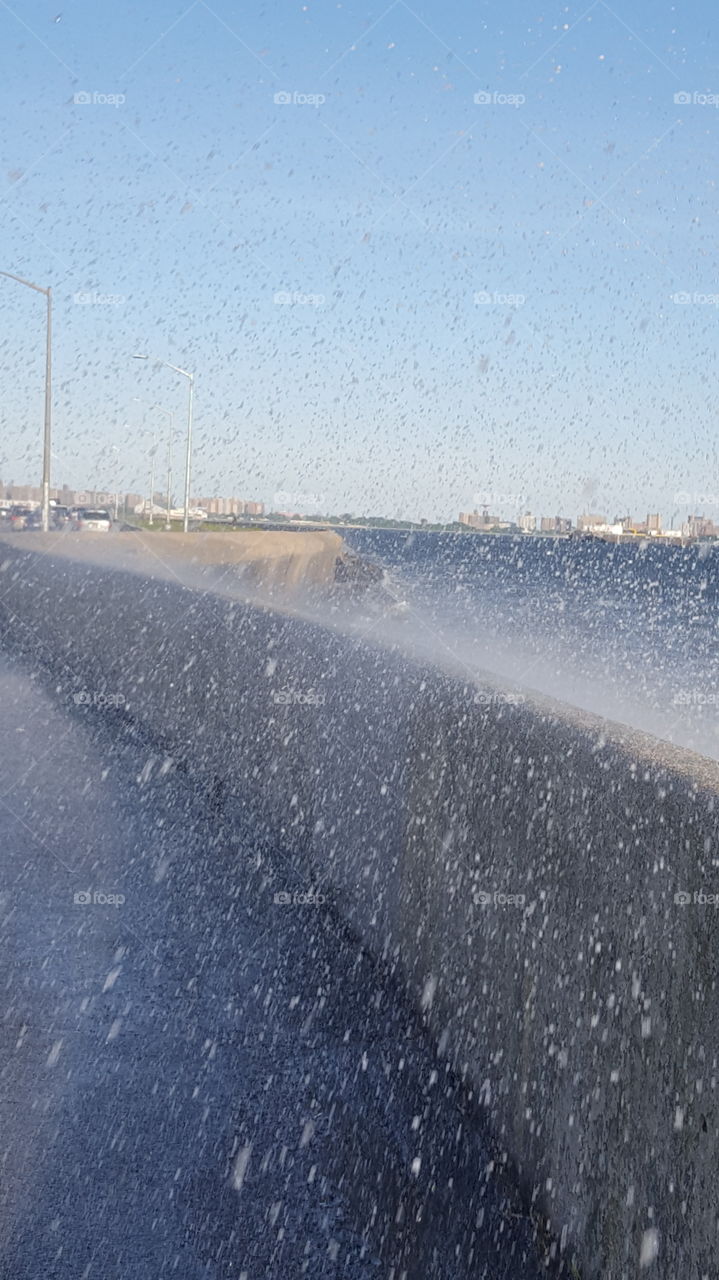 Water splashing in the bay