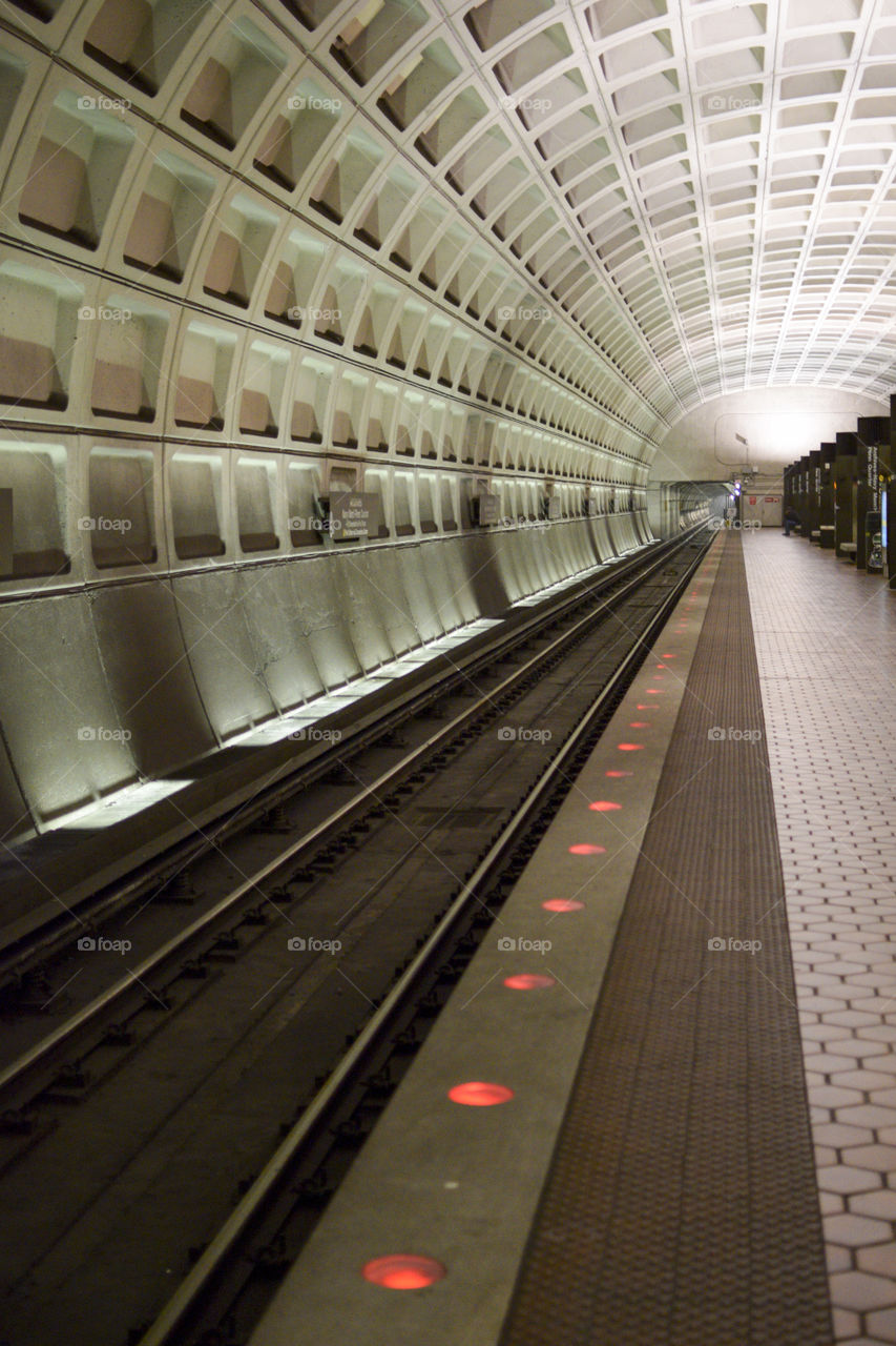 Heading into the subway station to wait for the next train