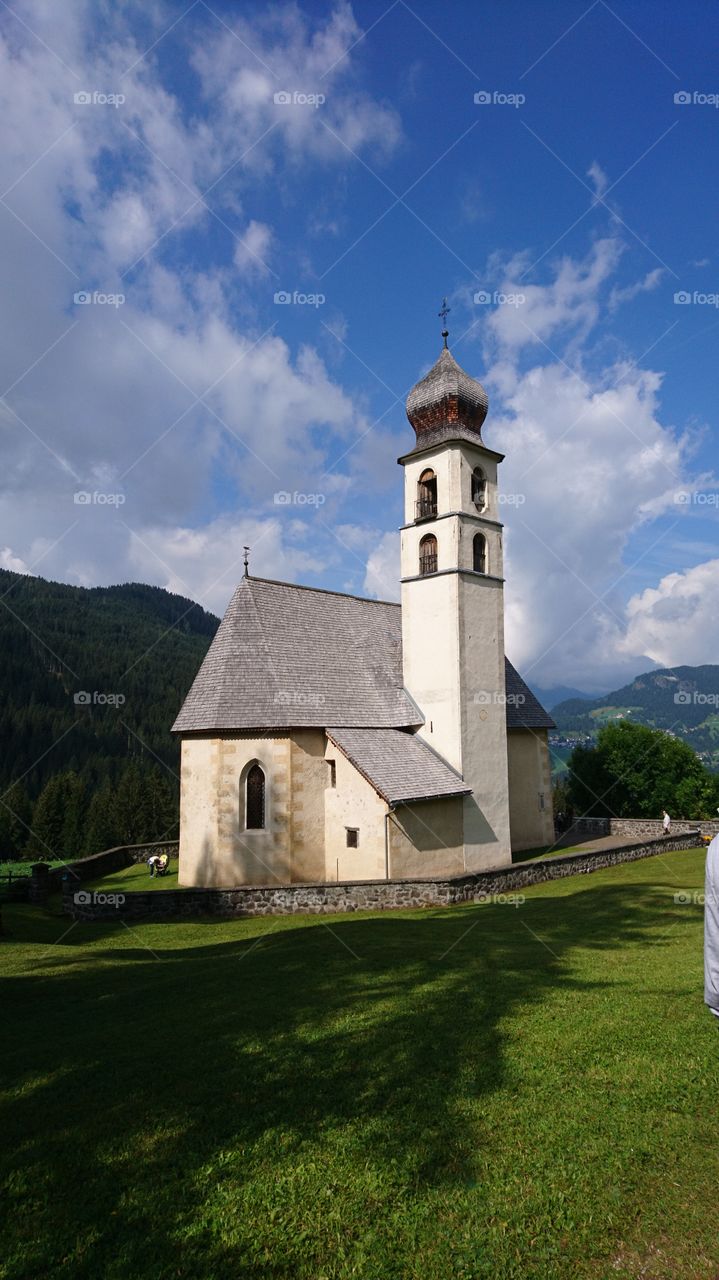 Small 14th century church dolomites