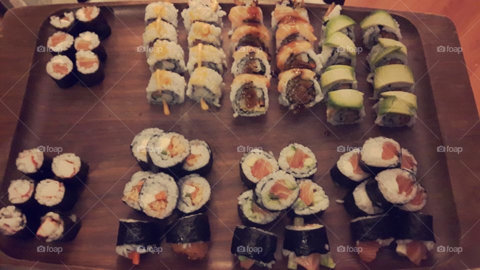 Food, Sushi, Rice, Roll, No Person